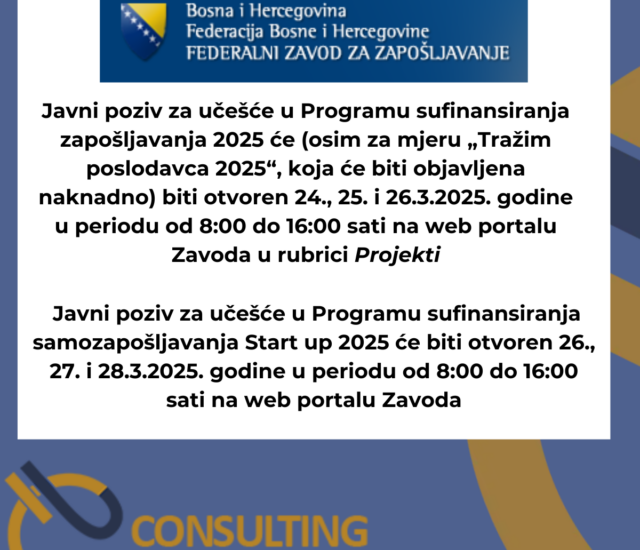 Otvaranje Javnih poziva Federalnog zavoda za zapošljavanje