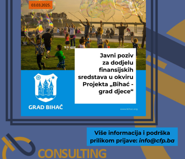 Javni poziv u okviru Projekta “Bihać – grad djece”
