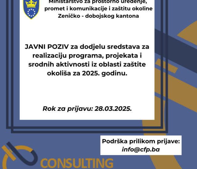 Javni poziv Ministarstva za prostorno uređenje, promet i komunikacije i zaštitu okoline ZE – DO kantona
