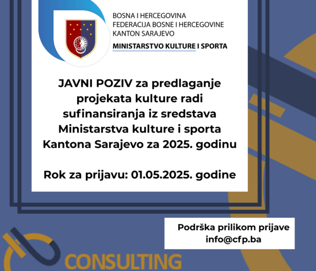 JAVNI POZIV – Ministarstvo kulture i sporta Kantona Sarajevo